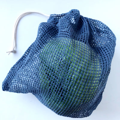 Storm Blue Medium Mesh Produce Bag - 100% Cotton - Barque Gifts
