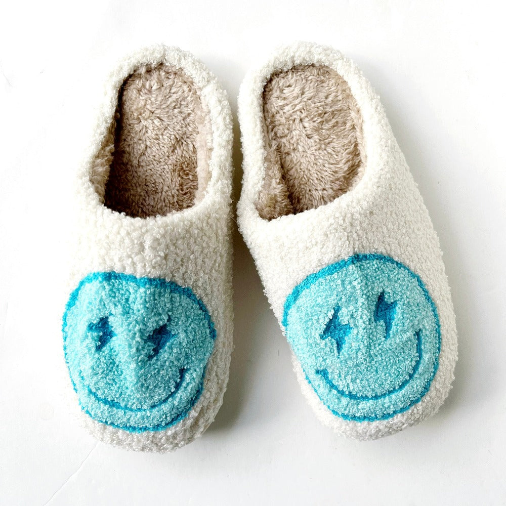 blue lightning smiley slippers on barquegifts.com