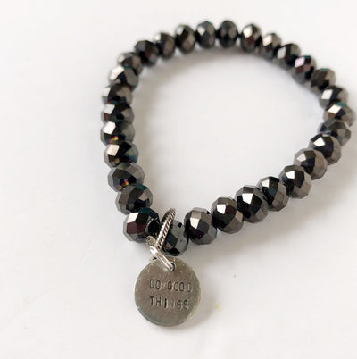 crystal bracelet with do good things charm on barquegifts.com