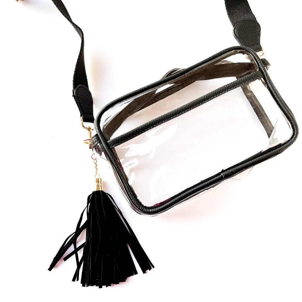 Rectangular Clear Crossbody w/Tassel