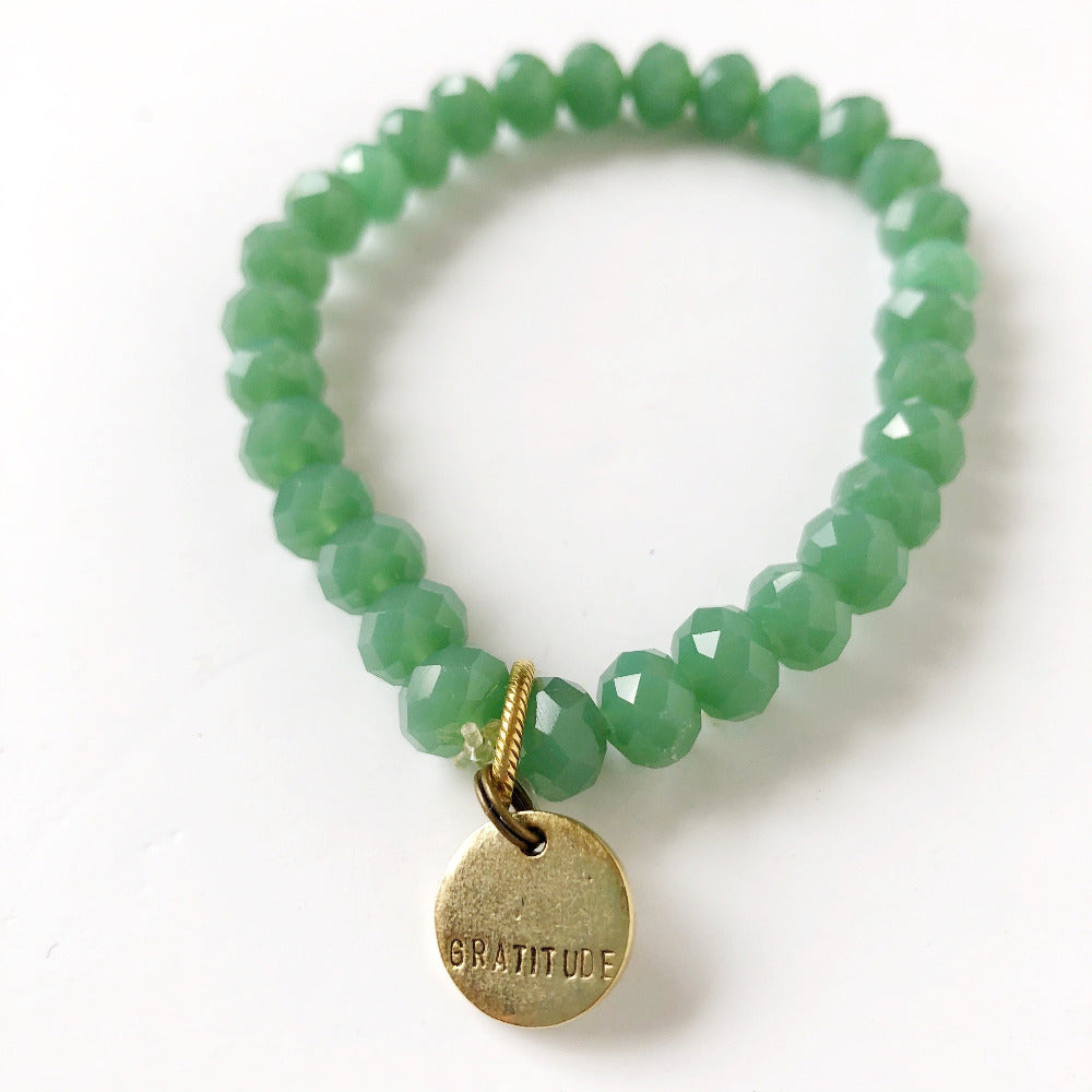 crystal bracelet with gratitude charm on barquegifts.com