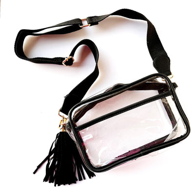 Rectangular Clear Crossbody w/Tassel