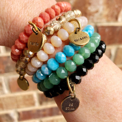 crystal bracelet with mantra charm on barquegifts.com
