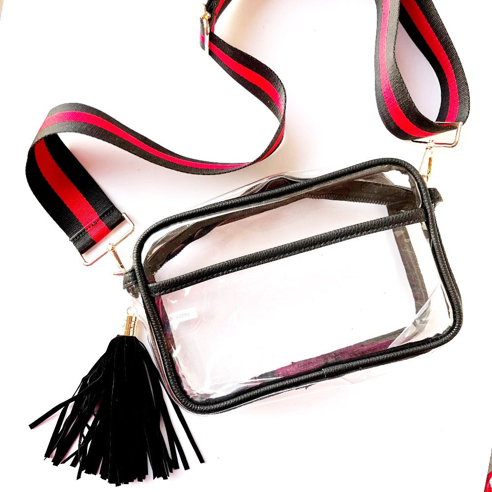 Rectangular Clear Crossbody w/Tassel