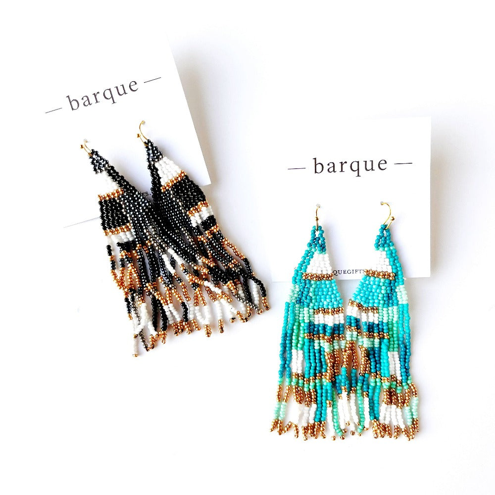 Triangle Tassel Beaded Earrings