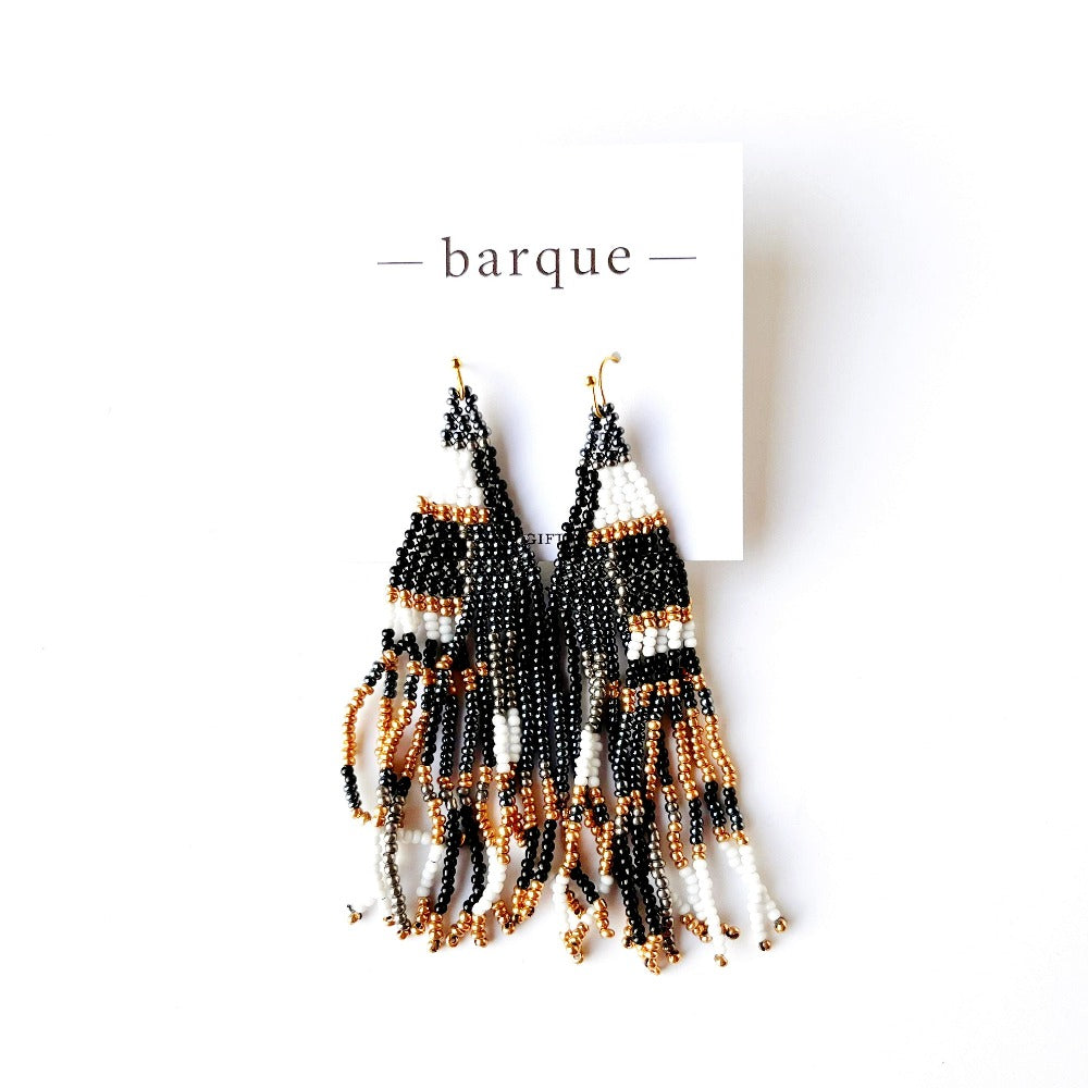 Triangle Tassel Beaded Earrings