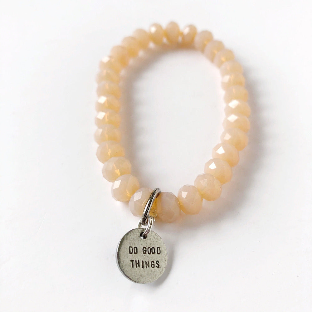 crystal bracelet with do good things charm on barquegifts.com