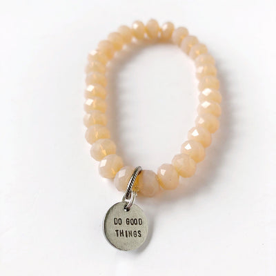 crystal bracelet with do good things charm on barquegifts.com