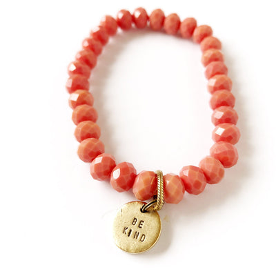 crystal bracelet with be kind charm on barquegifts.com