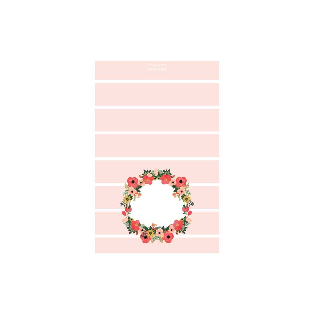 Light Coral Stripe Floral Folded Note - Barque Gifts