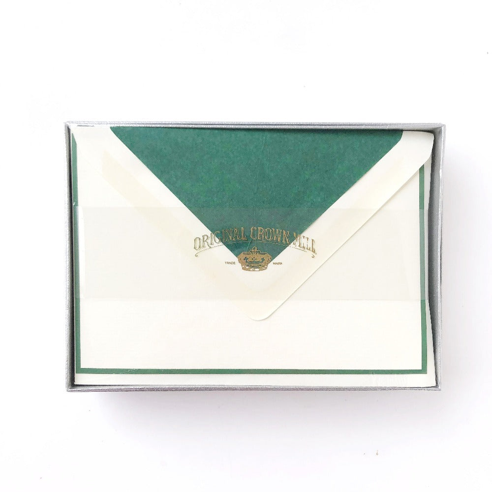 Flat Border Note Card w/Tissue Lined Envelope (box of 25) - Barque Gifts