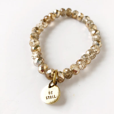 crystal bracelet with be still charm on barquegifts.com