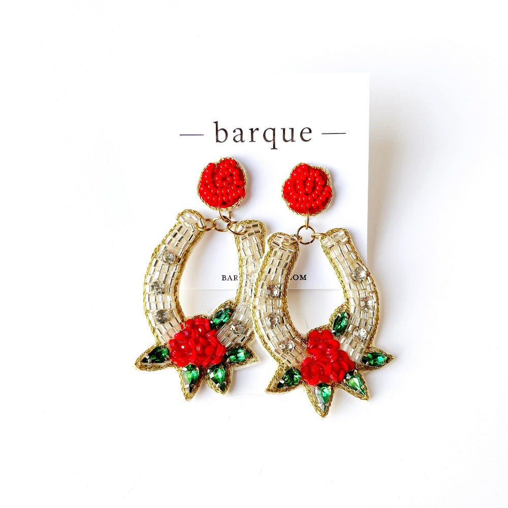 Horseshoe Beaded Earrings