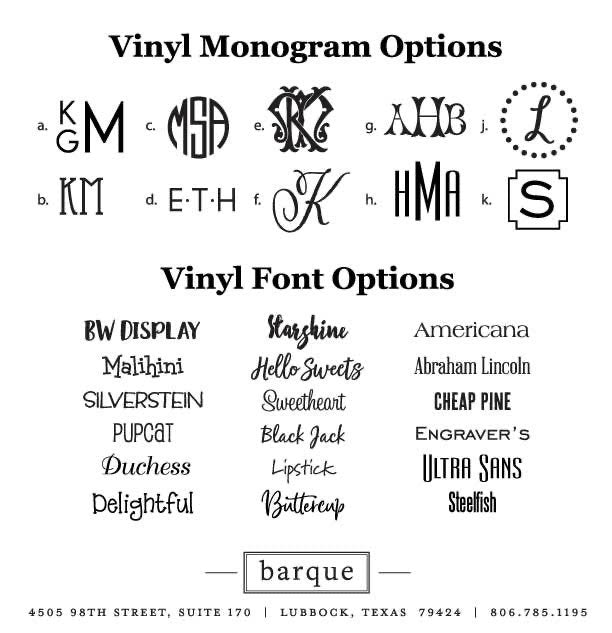 Sippy Cup Vinyl Options on barquegifts.com