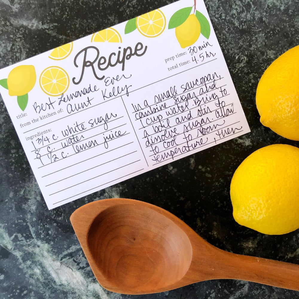 lemons recipe card on barquegifts.com