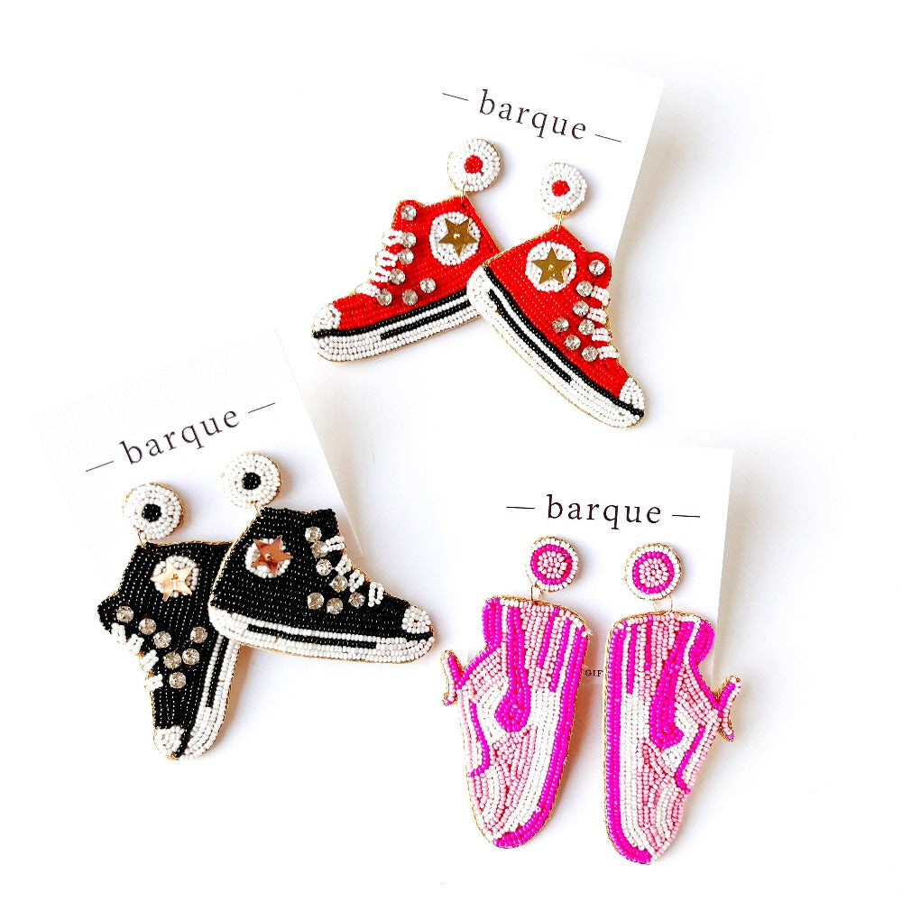 beaded sneaker earrings on barquegifts.com