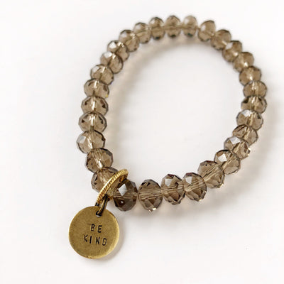 crystal bracelet with be kind charm on barquegifts.com