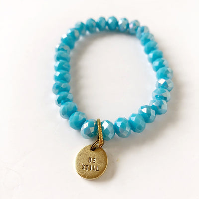 crystal bracelet with be still charm on barquegifts.com