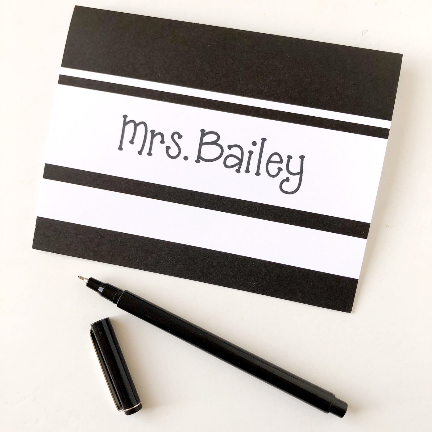 Wide Black Stripe Folded Note - Barque Gifts