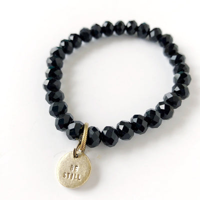 crystal bracelet with be still charm on barquegifts.com