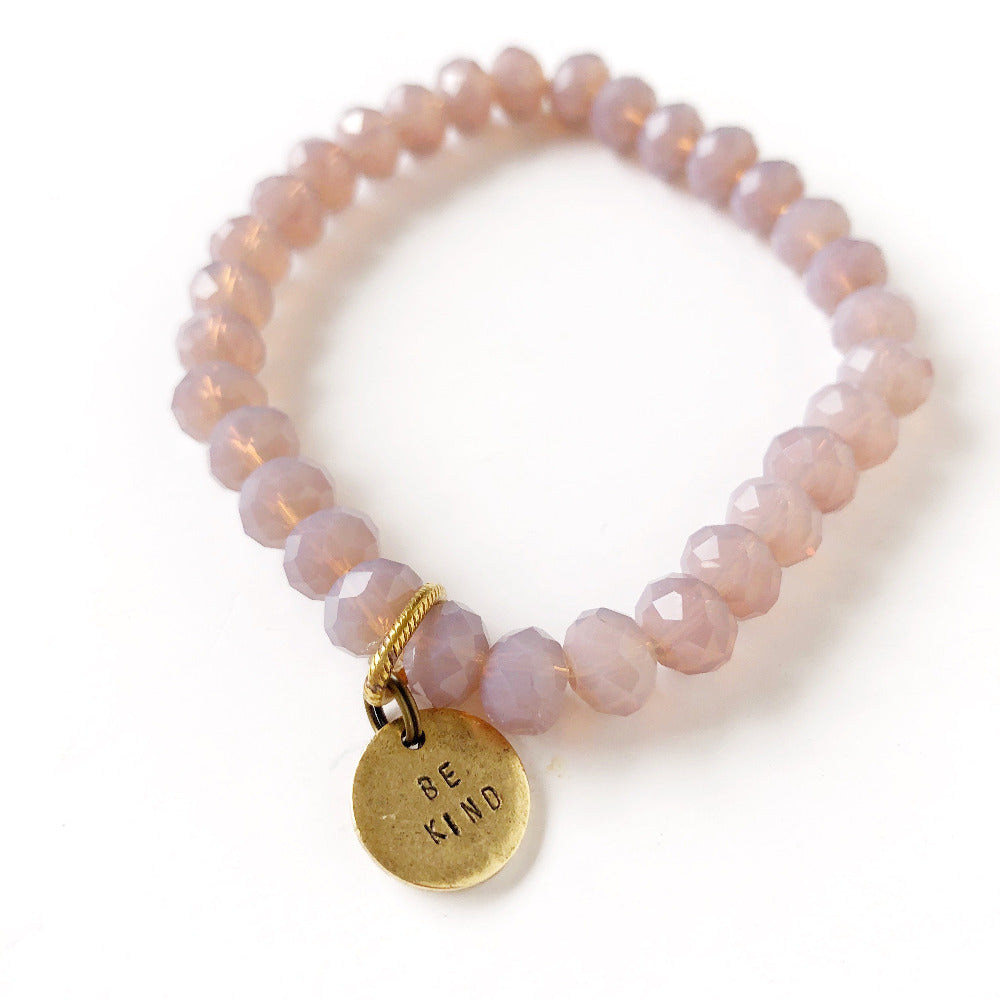 crystal bracelet with be kind charm on barquegifts.com