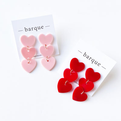 3-Tier Heart Earrings