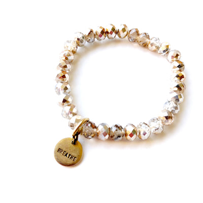 Crystal Bracelet with Mantra Charm