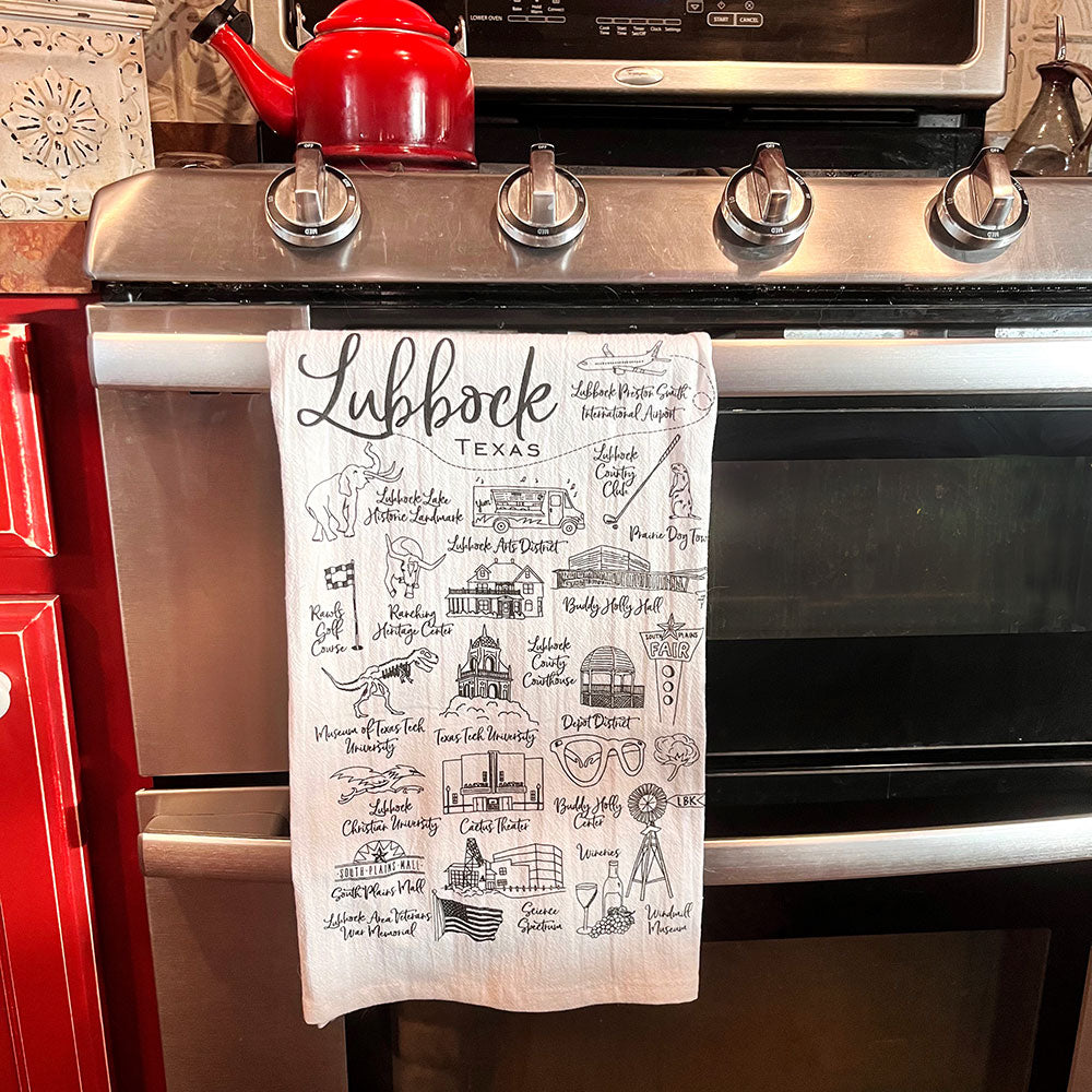 This is Lubbock Flour Sack Towel