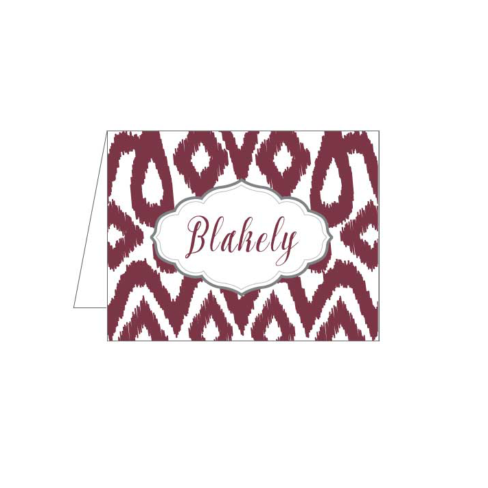 Maroon Ikat Folded Note - Barque Gifts