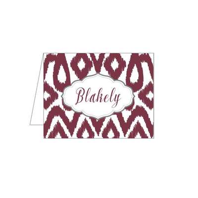 Maroon Ikat Folded Note - Barque Gifts