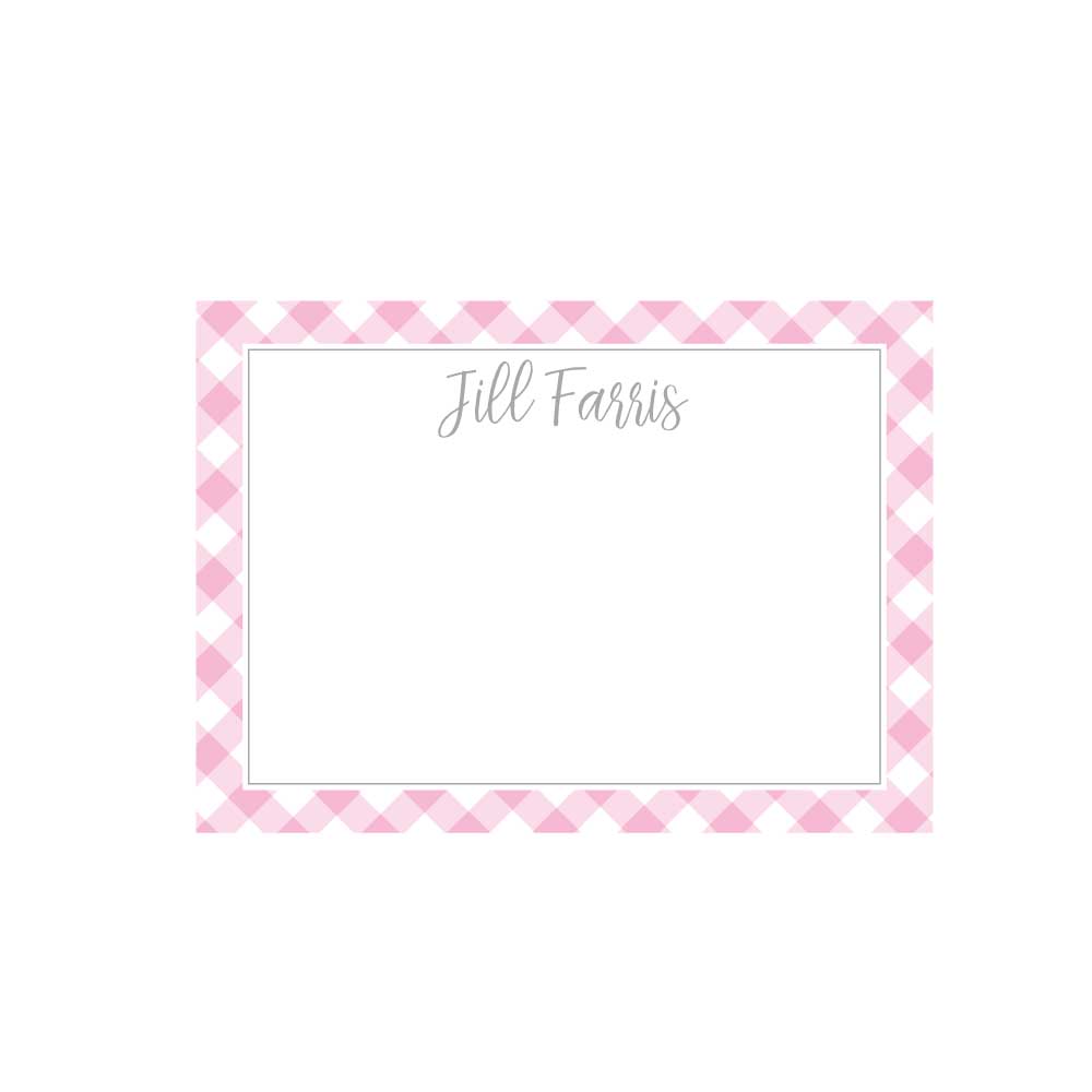Light Pink Gingham Flat Note - Barque Gifts
