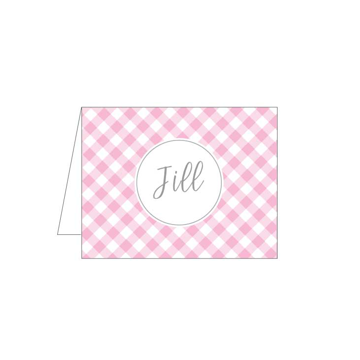 Pink Gingham Folded Note - Barque Gifts