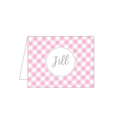 Pink Gingham Folded Note - Barque Gifts