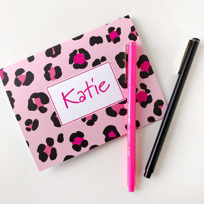 Pink Leopard Folded Note - Barque Gifts