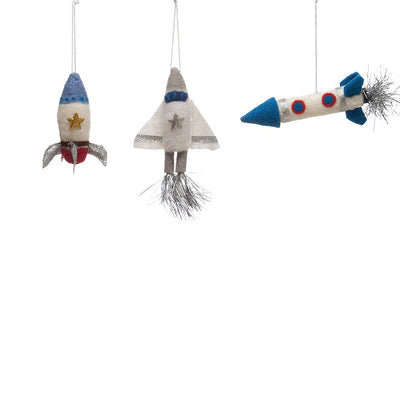 felt rocket ornaments set of 3 on barquegifts.com
