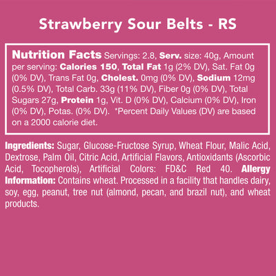 Strawberry Sour Belts - Barque Gifts
