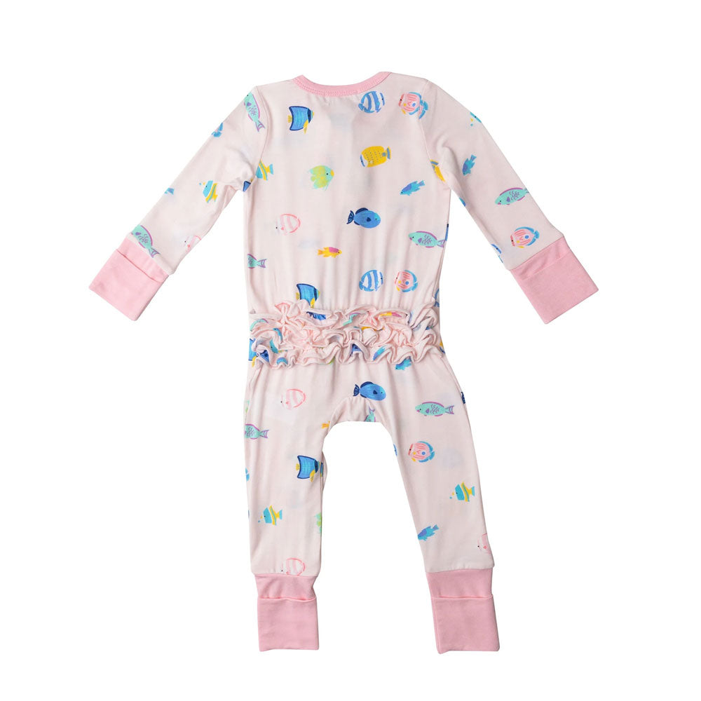 Tropical Fish Zipper Romper (Pink)