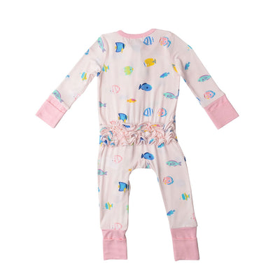 Tropical Fish Zipper Romper (Pink)