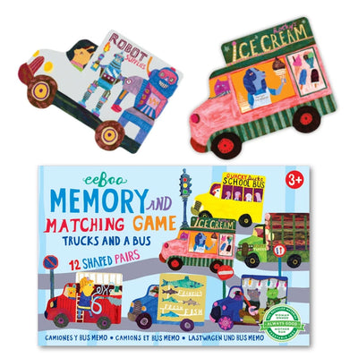trucks and a bus matching game on barquegifts.com