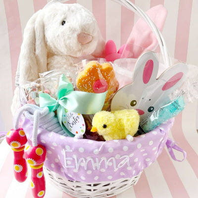polka dot monogrammed easter basket on barquegifts.com