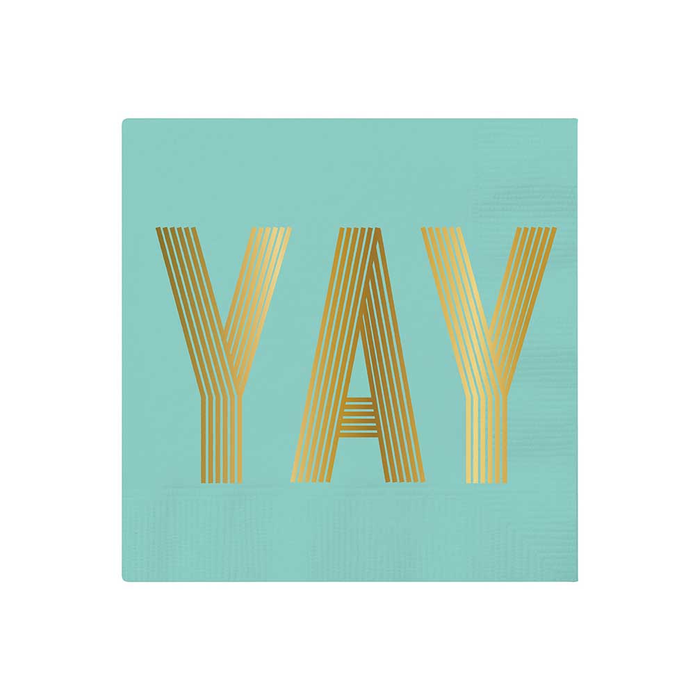 YAY Foil Beverage Napkins - Barque Gifts